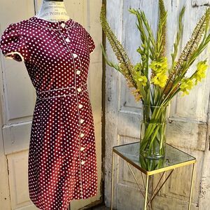 FIRE LOS ANGLES BURGUNDY POLKA DOT DRESS. Size M